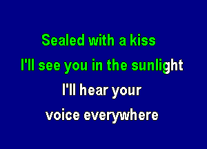 Sealed with a kiss

I'll see you in the sunlight

I'll hear your
voice everywhere