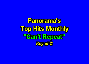 Panorama's
Top Hits Monthly

Can't Repeat
Kcy ofC