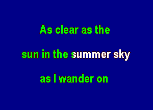 As clear as the

sun in the summer sky

as I wander on