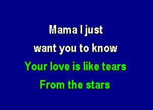 Mama ljust

want you to know
Your love is like tears
From the stars