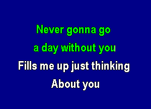 Never gonna go
a day without you

Fills me upjust thinking

About you