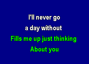 I'll never go
a day without

Fills me upjust thinking

About you