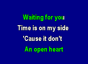 Waiting for you

Time is on my side

'Cause it don't
An open heart