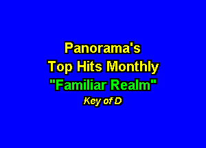 Panorama's
Top Hits Monthly

Familiar Realm
Kcy ofD