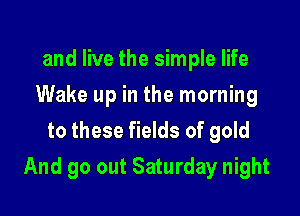 and live the simple life
Wake up in the morning
to these fields of gold

And go out Saturday night