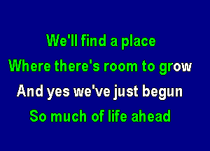 We'll find a place
Where there's room to grow

And yes we've just begun

So much of life ahead