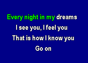 Every night in my dreams
I see you, I feel you

That is how I know you

Goon