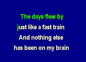 The days flew by
just like a fast train

And nothing else

has been on my brain