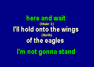 here and wait

(Male 1)

I'll hold onto the wings

(Both)
of the eagles

I'm not gonna stand