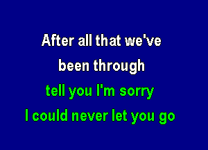 After all that we've
been through
tell you I'm sorry

I could never let you go