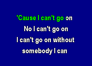 'Cause I can't go on

No I can't go on
I can't go on without
somebody I can