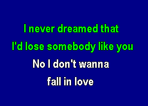 I never dreamed that

I'd lose somebody like you

No I don't wanna
fall in love