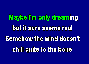 Maybe I'm only dreaming

but it sure seems real
Somehow the wind doesn't
chill quite to the bone