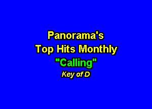 Panorama's
Top Hits Monthly

Calling
Kcy ofD