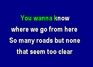 You wanna know

where we go from here

So many roads but none
that seem too clear