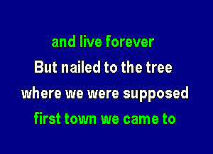 and live forever
But nailed to the tree

where we were supposed

first town we came to