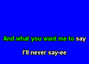 And what you want me to say

Pll never say-ee