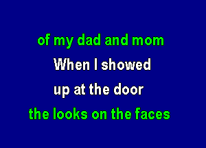 of my dad and mom
When I showed

up at the door

the looks on the faces