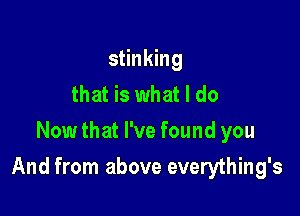 stinking
that is what I do
Now that I've found you

And from above everything's