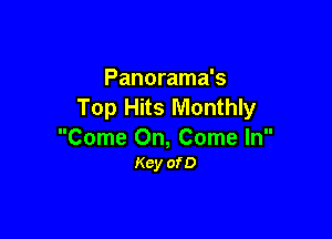 Panorama's
Top Hits Monthly

Come On, Come In
Key ofD