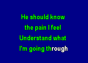 He should know
the pain I feel
Understand what

I'm going through