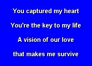 You captured my heart

You're the key to my life

A vision of our love

that makes me survive