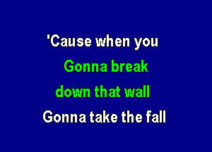 'Cause when you

Gonna break
down that wall
Gonna take the fall