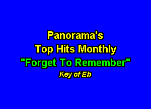 Panorama's
Top Hits Monthly

Forget To Remember
Key ofEb