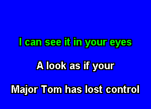 I can see it in your eyes

A look as if your

Major Tom has lost control