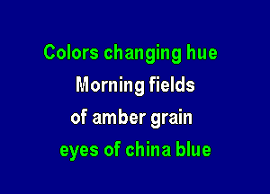 Colors changing hue

Morning fields
of amber grain
eyes of china blue