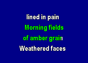 lined in pain

Morning fields

of amber grain
Weathered faces