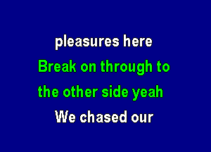 pleasures here
Break on through to

the other side yeah

We chased our