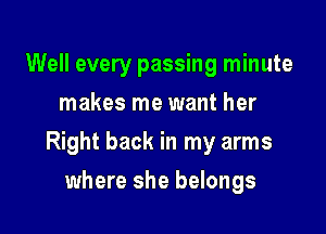 Well every passing minute
makes me want her

Right back in my arms

where she belongs