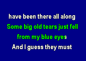 have been there all along
Some big old tears just fell
from my blue eyes

And I guess they must