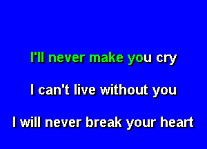 I'll never make you cry

I can't live without you

I will never break your heart