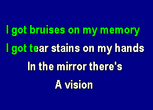 Igot bruises on my memory

I got tear stains on my hands
In the mirror there's
A vision