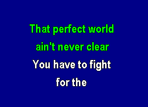 That perfect world
ain't never clear

You have to fight
forthe
