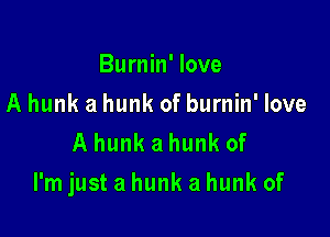 Burnin' love
A hunk a hunk of burnin' love
A hunk a hunk of

I'm just a hunk a hunk of