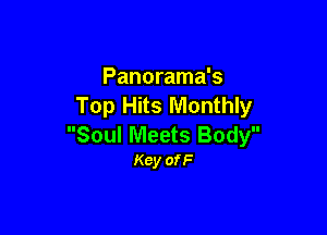 Panorama's
Top Hits Monthly

Soul Meets Body
Key ofF