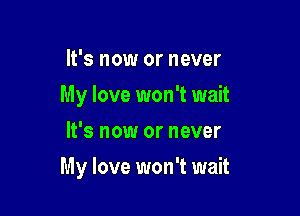 It's now or never
My love won't wait
It's now or never

My love won't wait