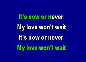 It's now or never
My love won't wait
It's now or never

My love won't wait