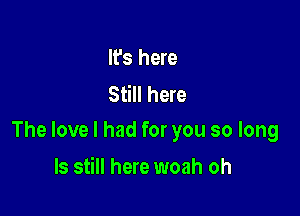 It's here
Still here

The love I had for you so long

ls still here woah oh