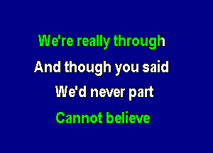 We're really through
And though you said

We'd never part

Cannot believe