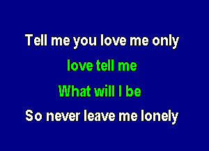 Tell me you love me only
love tell me

What will I be

So never leave me lonely