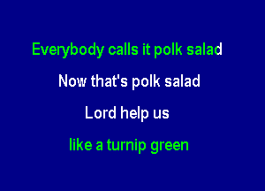 Everybody calls it polk salad
Now that's polk salad
Lord help us

like a turnip green