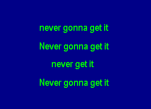 never gonna get it

Never gonna get it

never get it

Never gonna get it