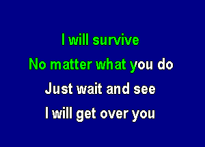 I will survive
No matter what you do
Just wait and see

I will get over you