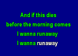 And if this dies
before the morning comes
lwanna runaway

lwanna runaway