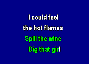 I could feel
the hot flames

Spill the wine
Dig that girl