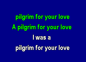 pilgrim for your love
A pilgrim for your love
I was a

pilgrim for your love